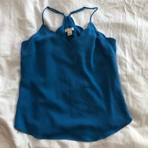 Blue Scalloped Racerback Tank Blouse